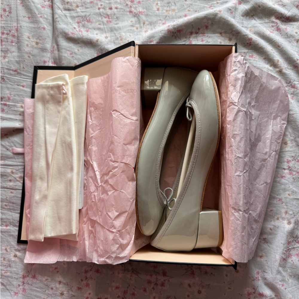 grey repetto camille ballerina heel flats